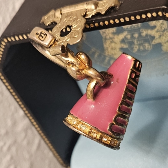 Juicy Couture Gold Pink Pave Cheerleader Megaphone Charm Bracelet Cheer Jewelry - Picture 10 of 14